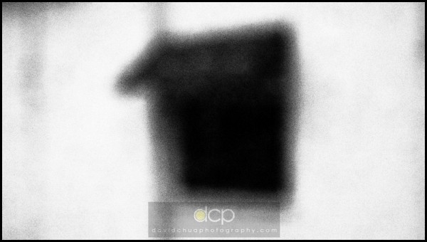 blurred window Olympus E-P1 set to manual focus, b&w art filter.