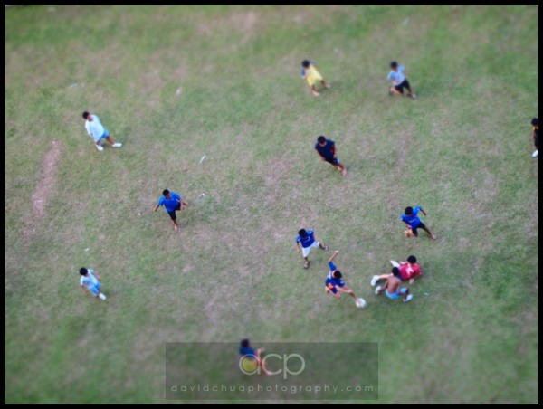 Children playing soccer